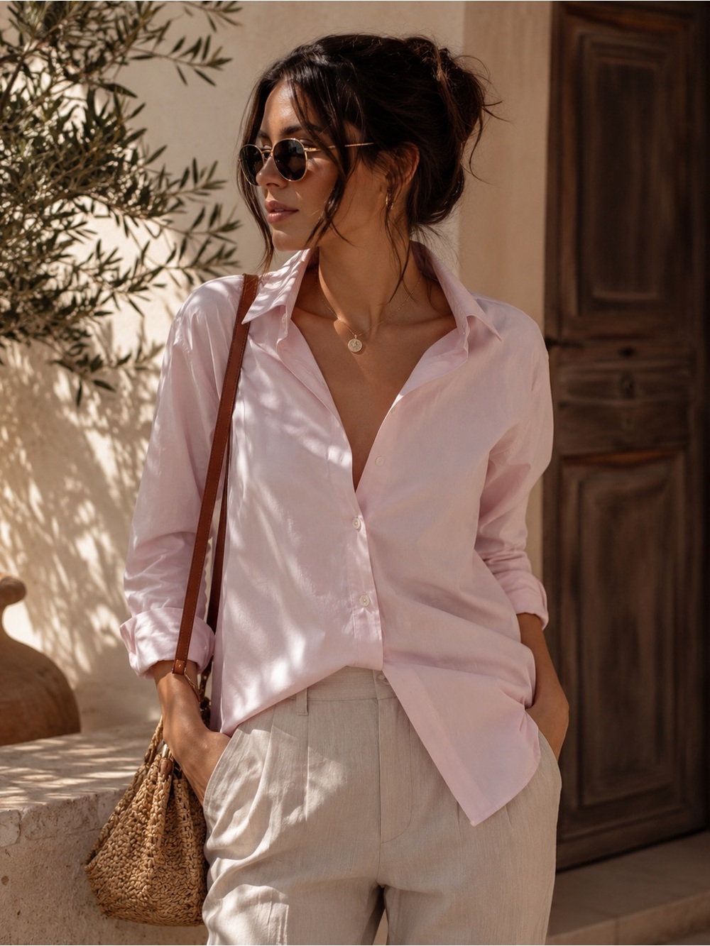 954. Women’s Classic Button-Down Shirt in Light Pink